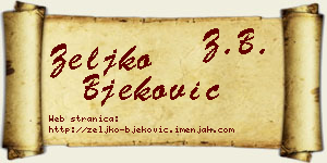 Željko Bjeković vizit kartica